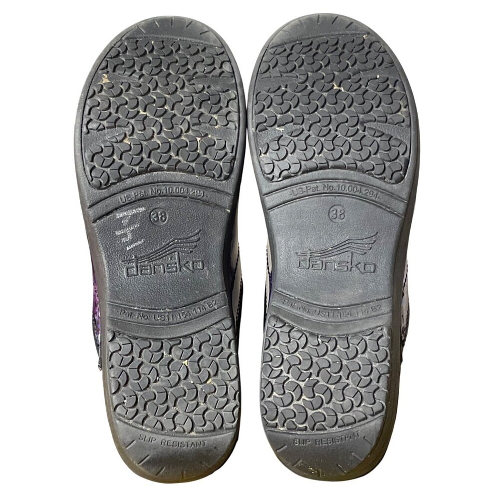Dansko Purple Multi Abstract Pattern Clogs - Picture 9 of 11